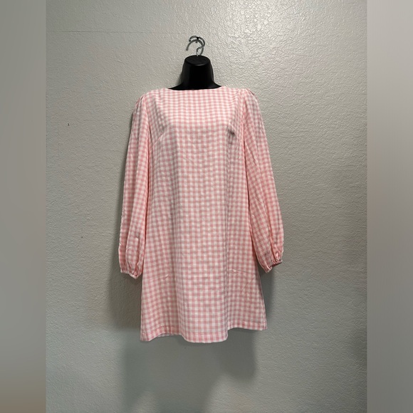 Red Dress Boutique Carefreely Content Pink Gingham Mini Dress M - Picture 3 of 5